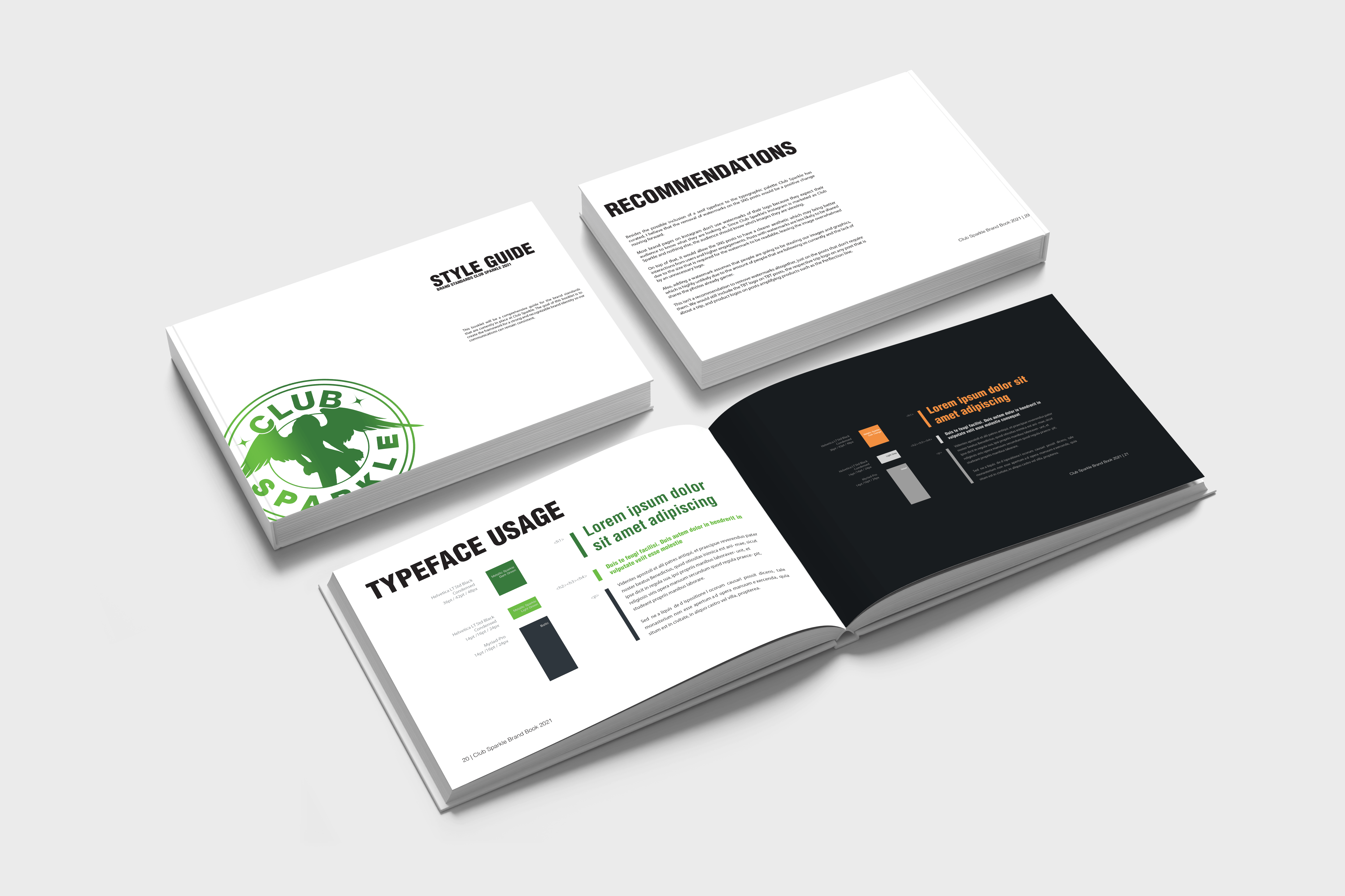 Two spreads of brand book.